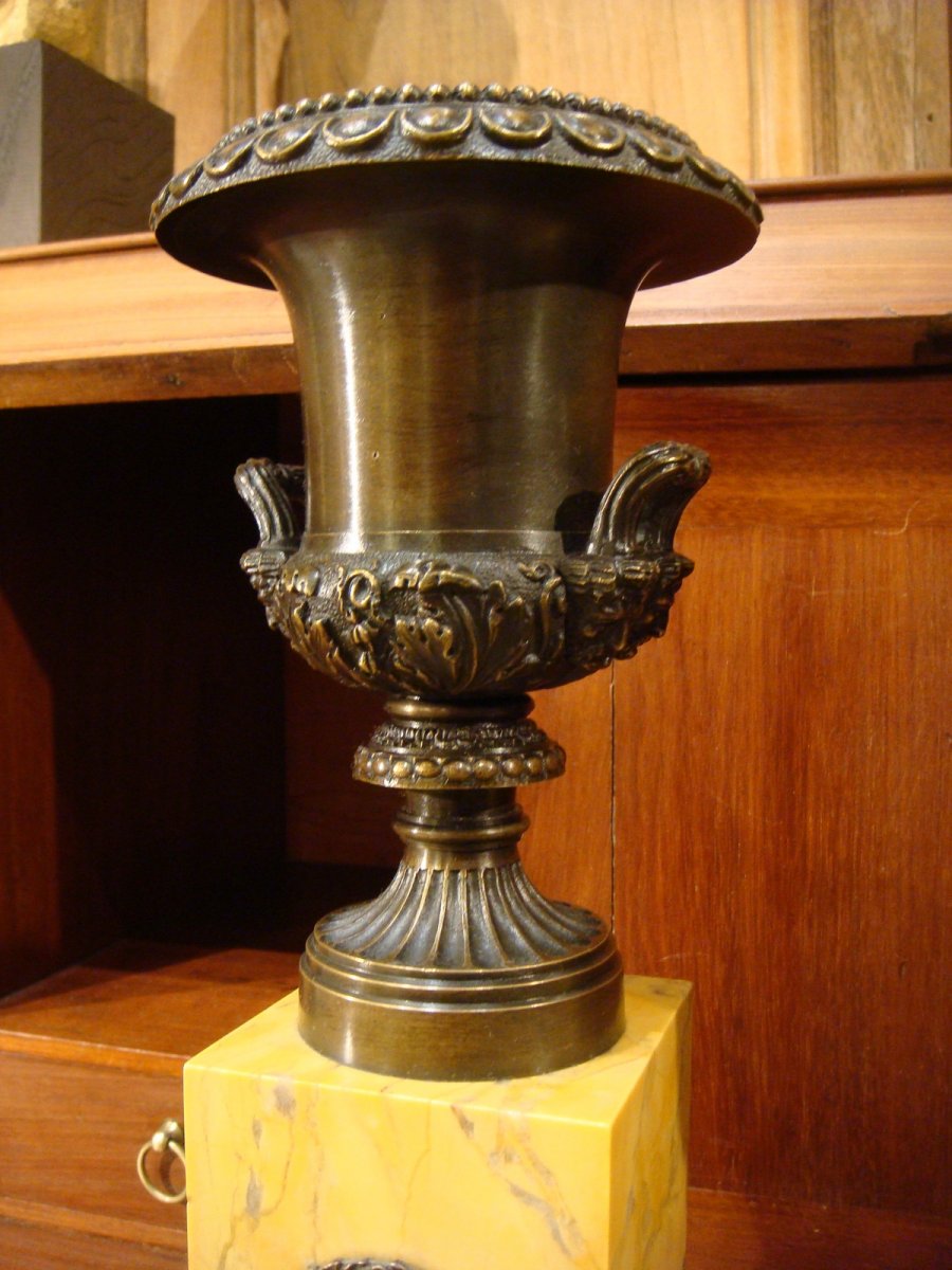 Pair Of Bronze Casseroles With Medici Vases-photo-1