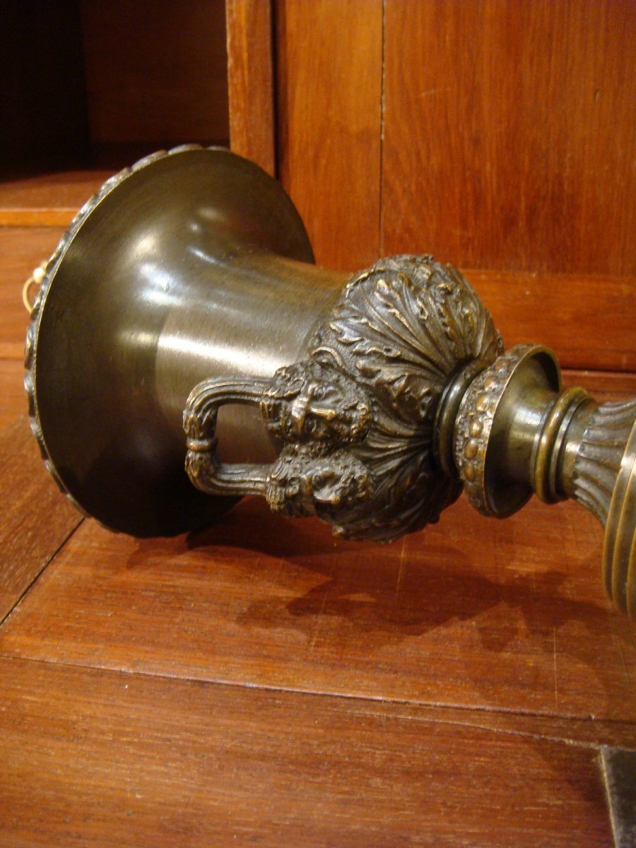 Pair Of Bronze Casseroles With Medici Vases-photo-5