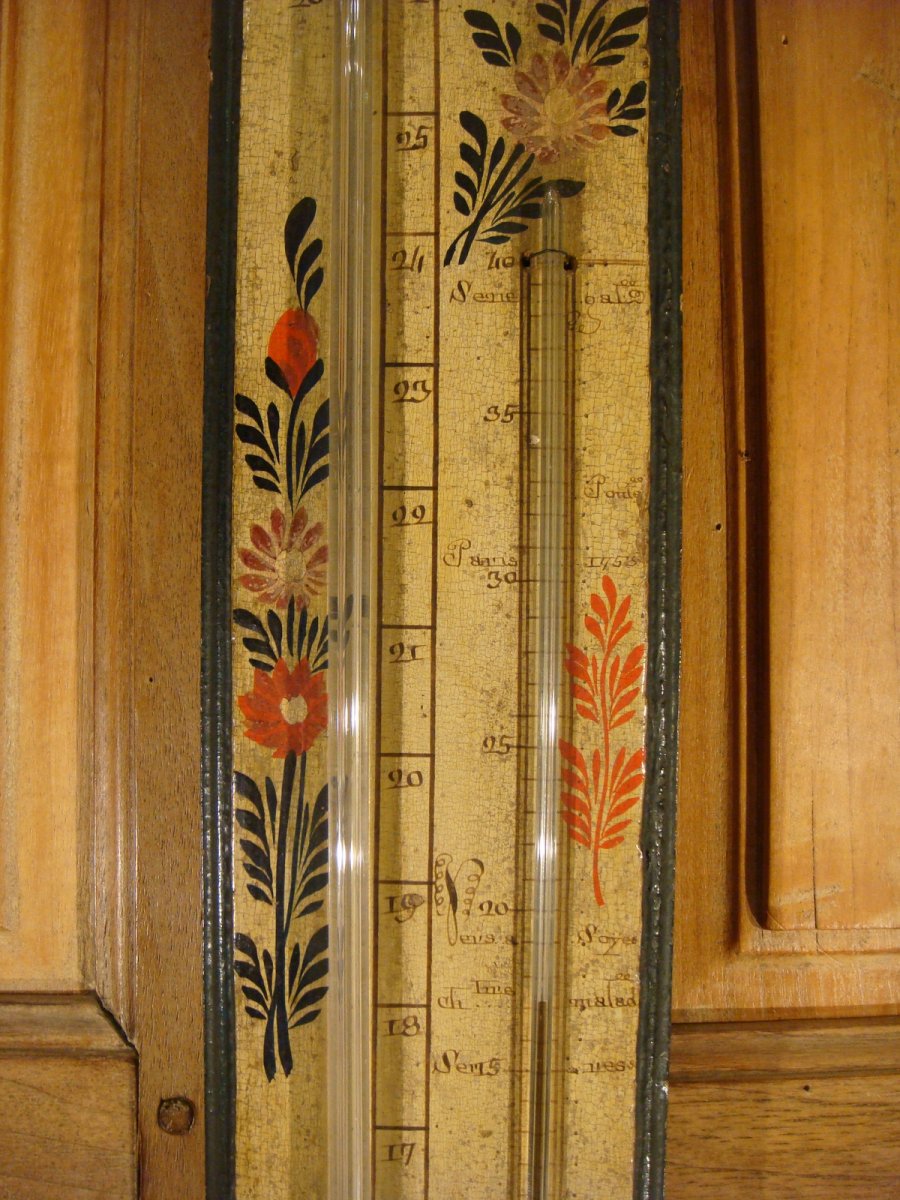 Molgatini Frères Lacquered Wood Thermometer Barometer-photo-4