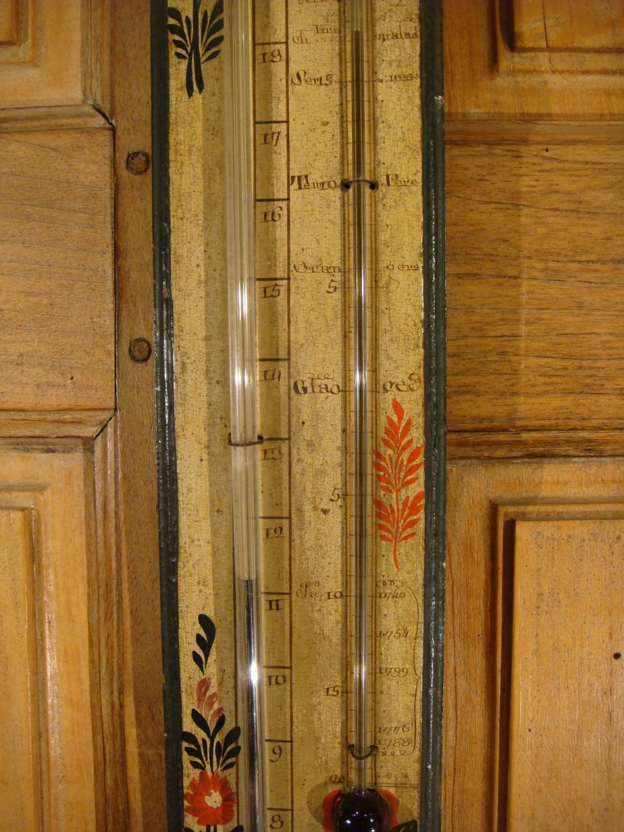 Molgatini Frères Lacquered Wood Thermometer Barometer-photo-1