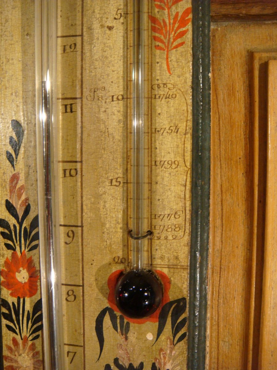 Molgatini Frères Lacquered Wood Thermometer Barometer-photo-4