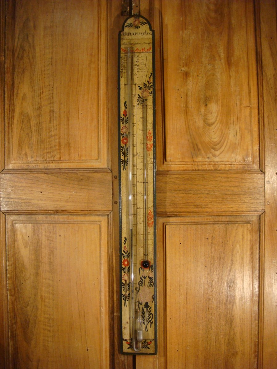 Molgatini Frères Lacquered Wood Thermometer Barometer