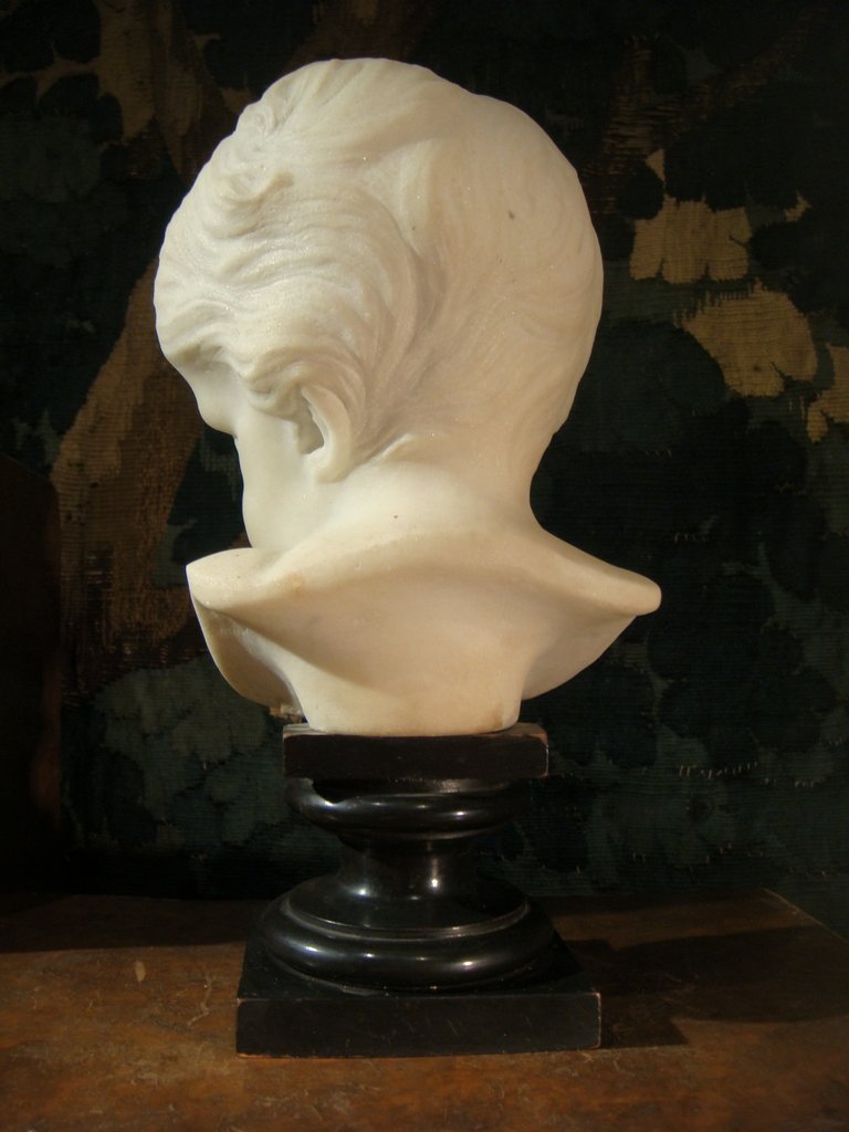 Child Marble Head Sculpture - Second Empire Period-photo-4