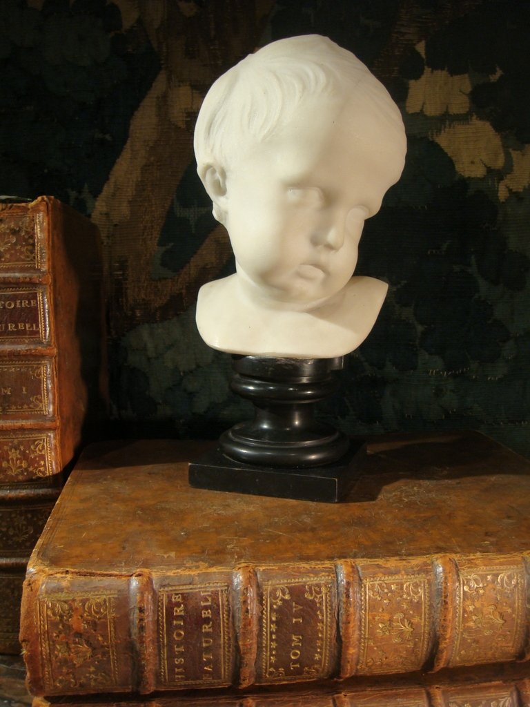 Child Marble Head Sculpture - Second Empire Period-photo-6