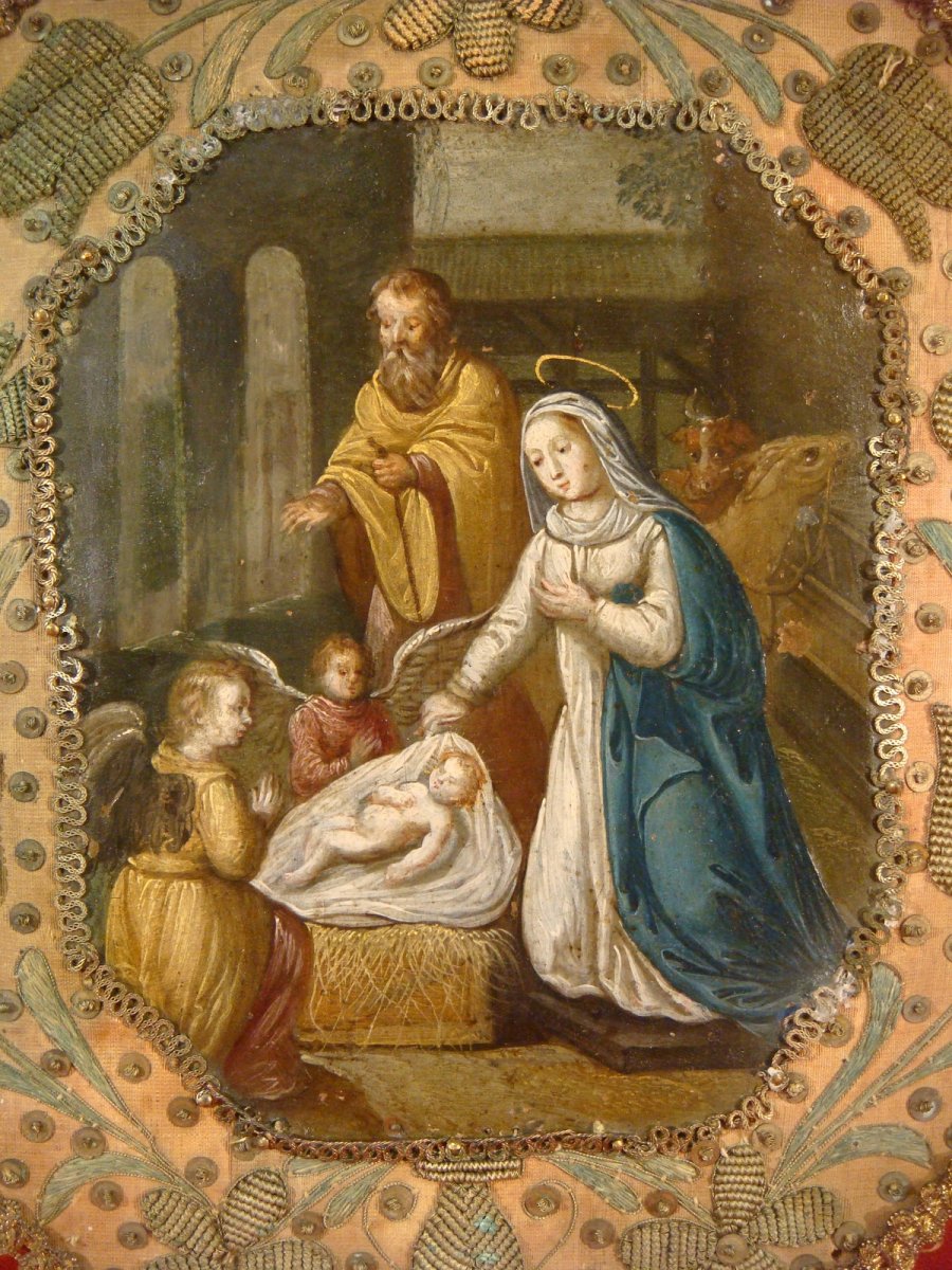 Peinture Sur Cuivre Représentant La Nativité -photo-4