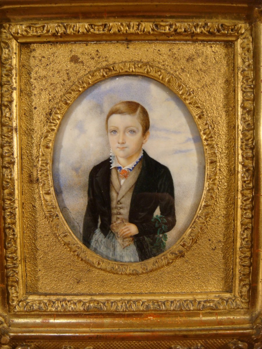 Miniature Portrait Of A Young Boy - Louis Philippe Period-photo-3