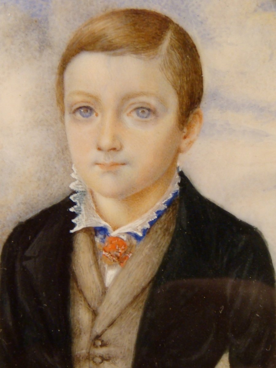 Miniature Portrait d'Un Jeune Garçon - Epoque Louis Philippe-photo-1