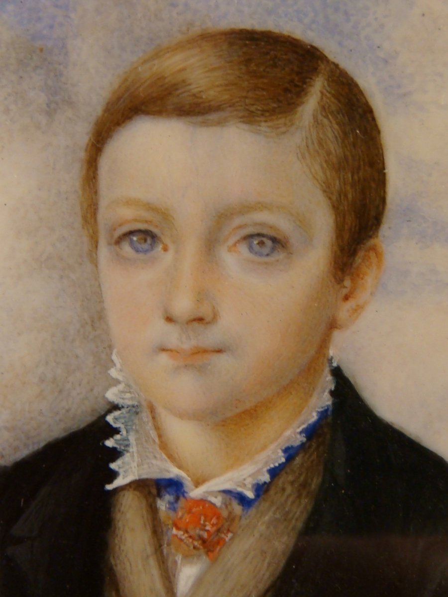 Miniature Portrait Of A Young Boy - Louis Philippe Period-photo-2