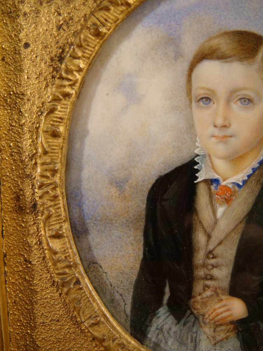 Miniature Portrait Of A Young Boy - Louis Philippe Period-photo-5