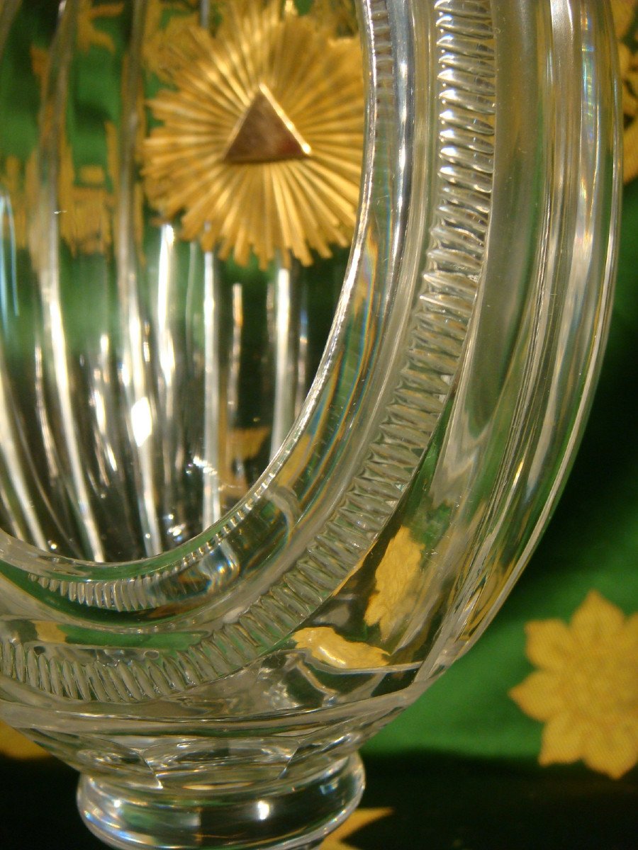 Vase Veilleuse En Cristal Et Laiton Doré - Epoque Charles X-photo-2