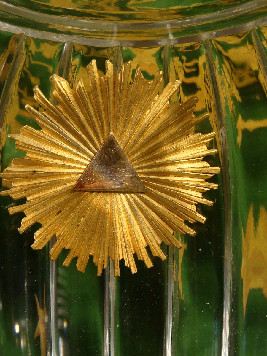 Vase Veilleuse En Cristal Et Laiton Doré - Epoque Charles X-photo-3