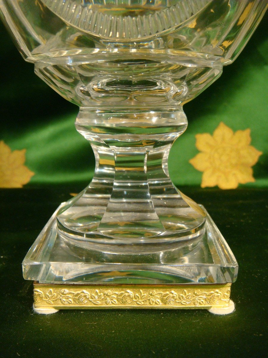 Vase Veilleuse En Cristal Et Laiton Doré - Epoque Charles X-photo-4