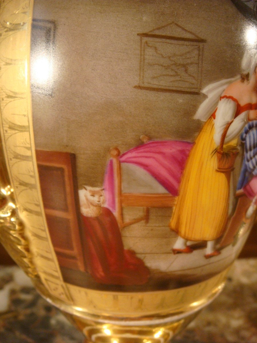 Pair Of Paris Porcelain Restoration Period Vases-photo-5