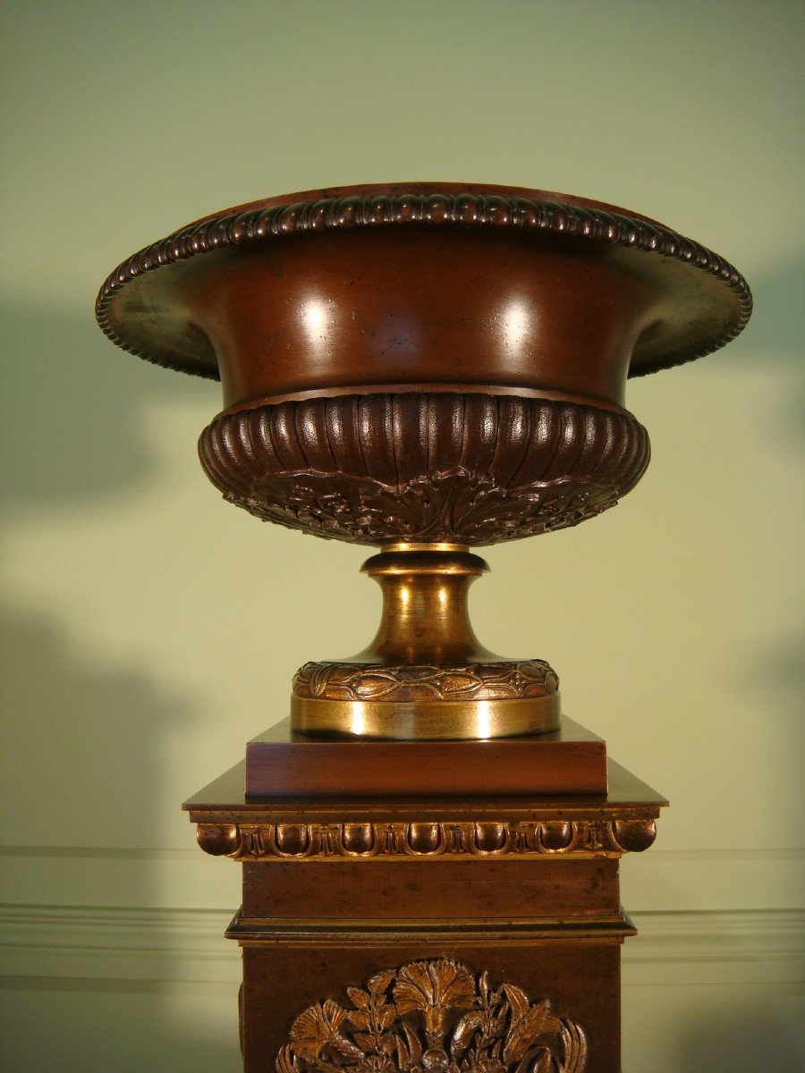 Cassolette Coupe Centre De Table En Bronze - Epoque Restauration -photo-3