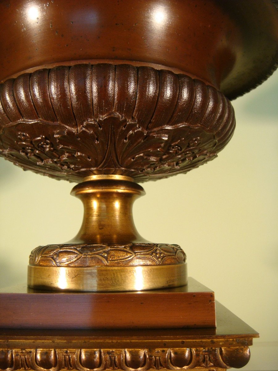 Cassolette Coupe Centre De Table En Bronze - Epoque Restauration -photo-1