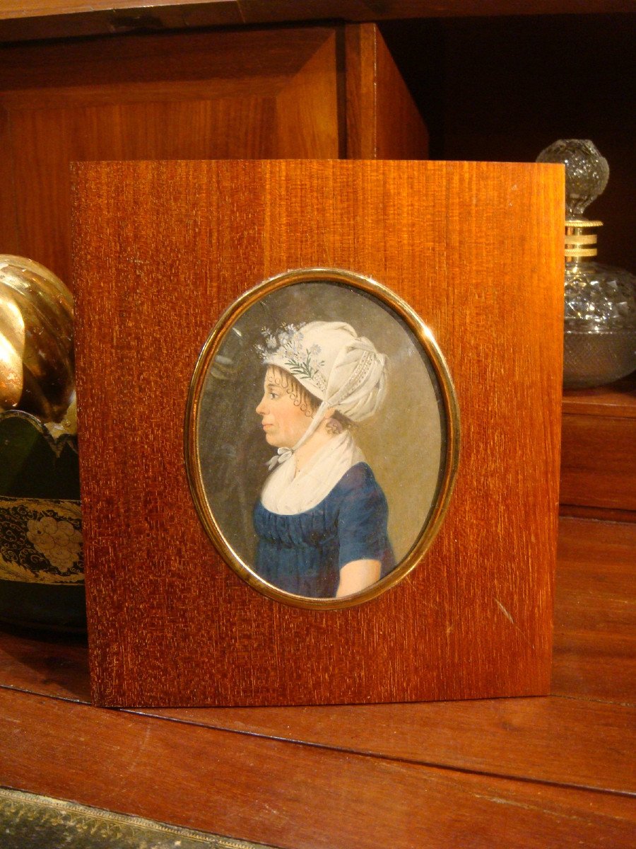 Miniature Portrait Woman In Profile - Directoire Period-photo-2