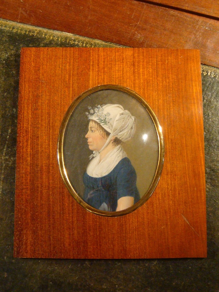 Miniature Portrait Woman In Profile - Directoire Period-photo-1