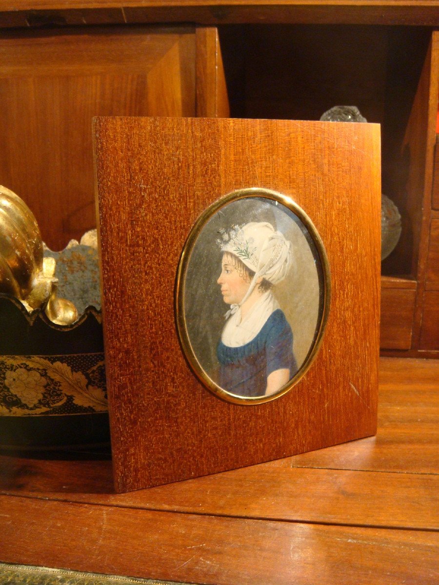 Miniature Portrait Woman In Profile - Directoire Period-photo-4