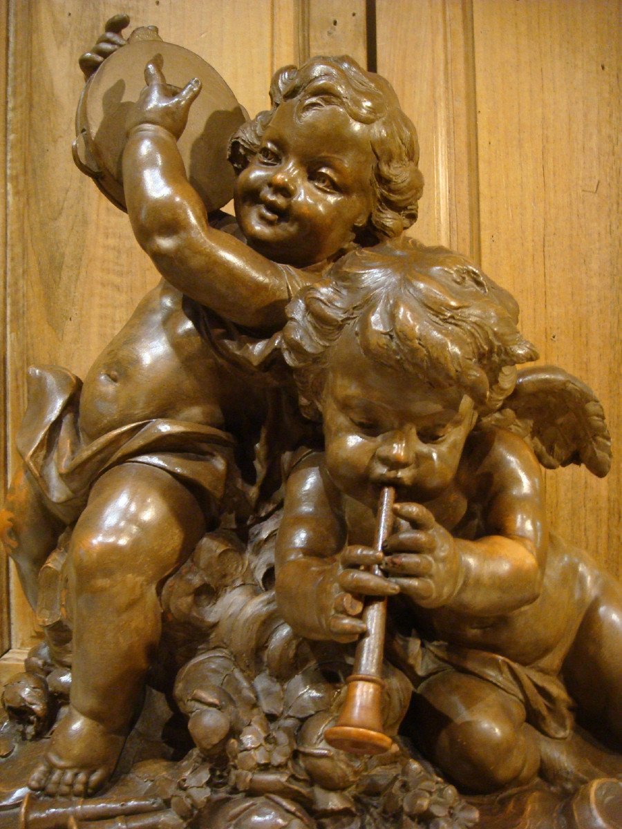 Large Terracotta Sculpture With Musical Angels-photo-8