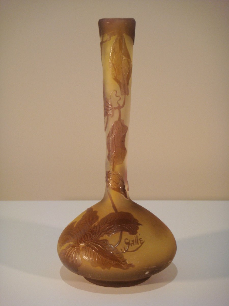 Gallé Soliflore Vase With Clematites - Art Nouveau Period-photo-2