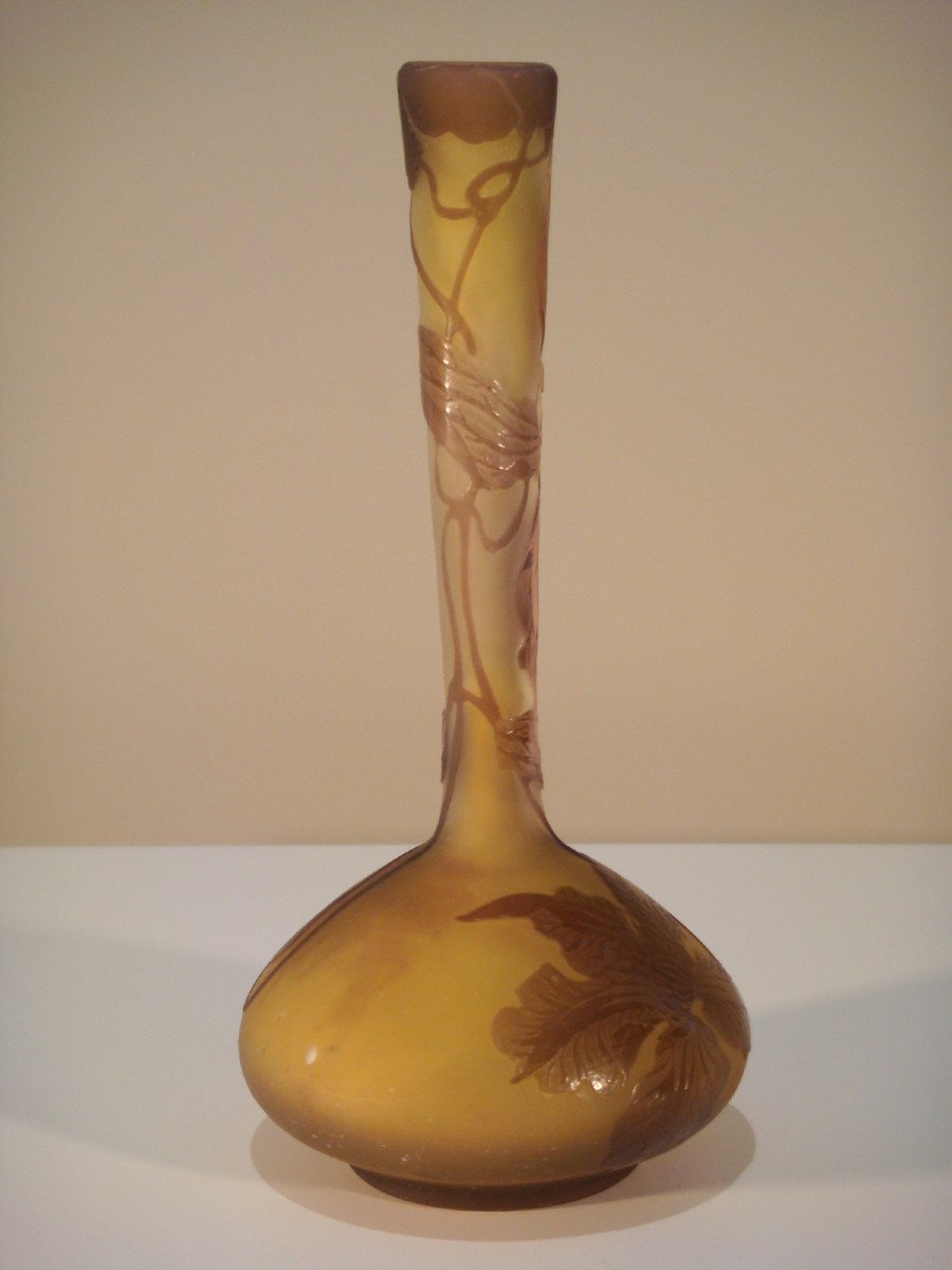 Gallé Soliflore Vase With Clematites - Art Nouveau Period-photo-3