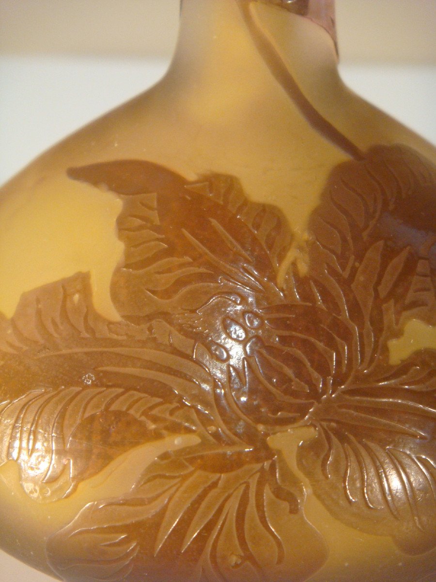 Gallé Soliflore Vase With Clematites - Art Nouveau Period-photo-3
