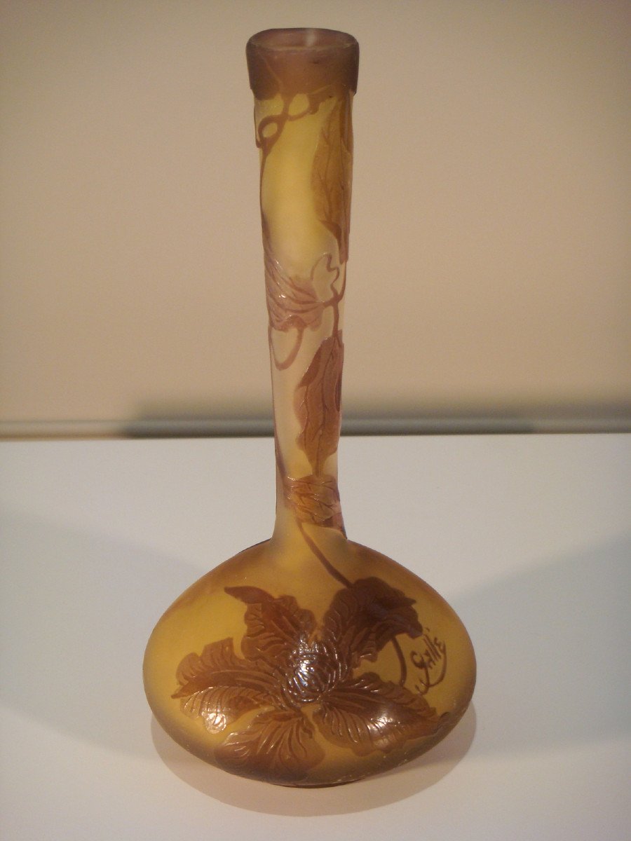 Gallé Soliflore Vase With Clematites - Art Nouveau Period-photo-6