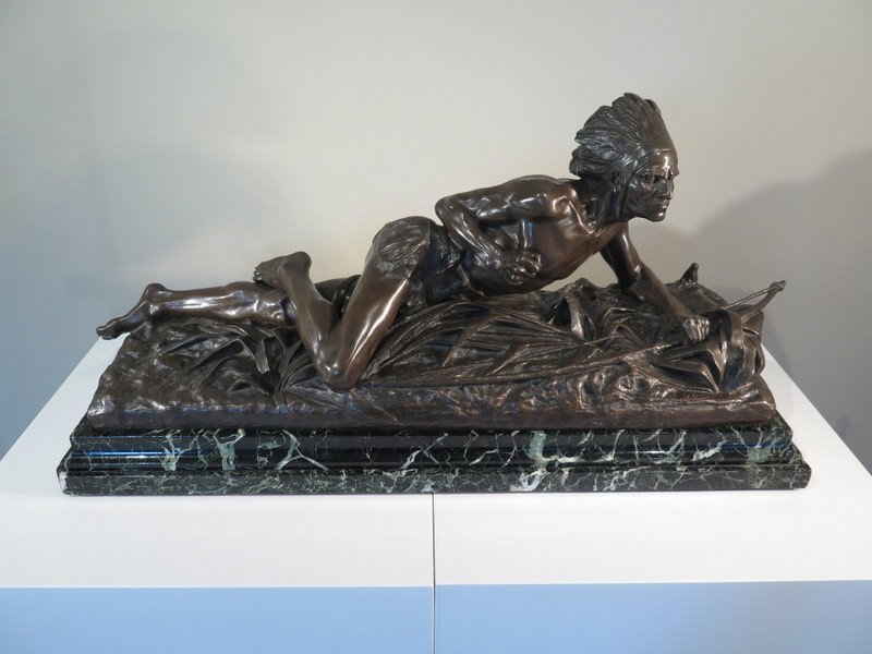 Indian Bronze Scout On The Lookout - Edouard Drouot-photo-2