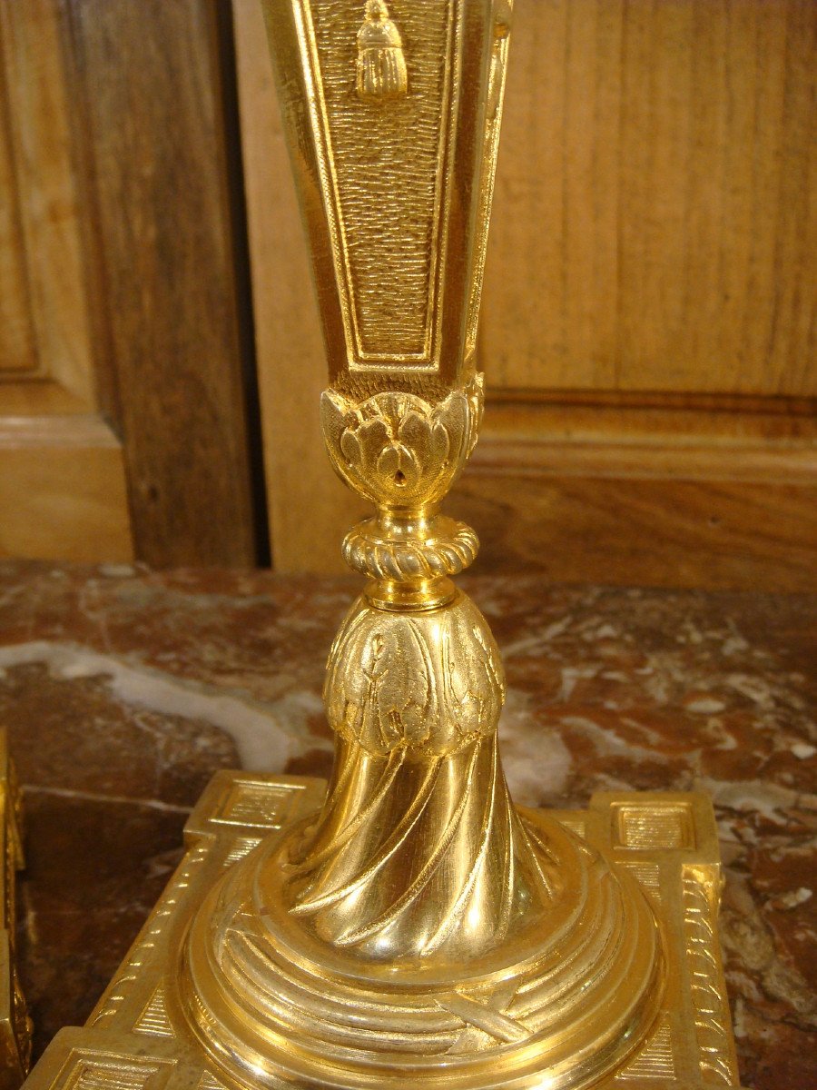 Paire De Bougeoirs En Bronze Doré De Style Louis XVI -photo-4