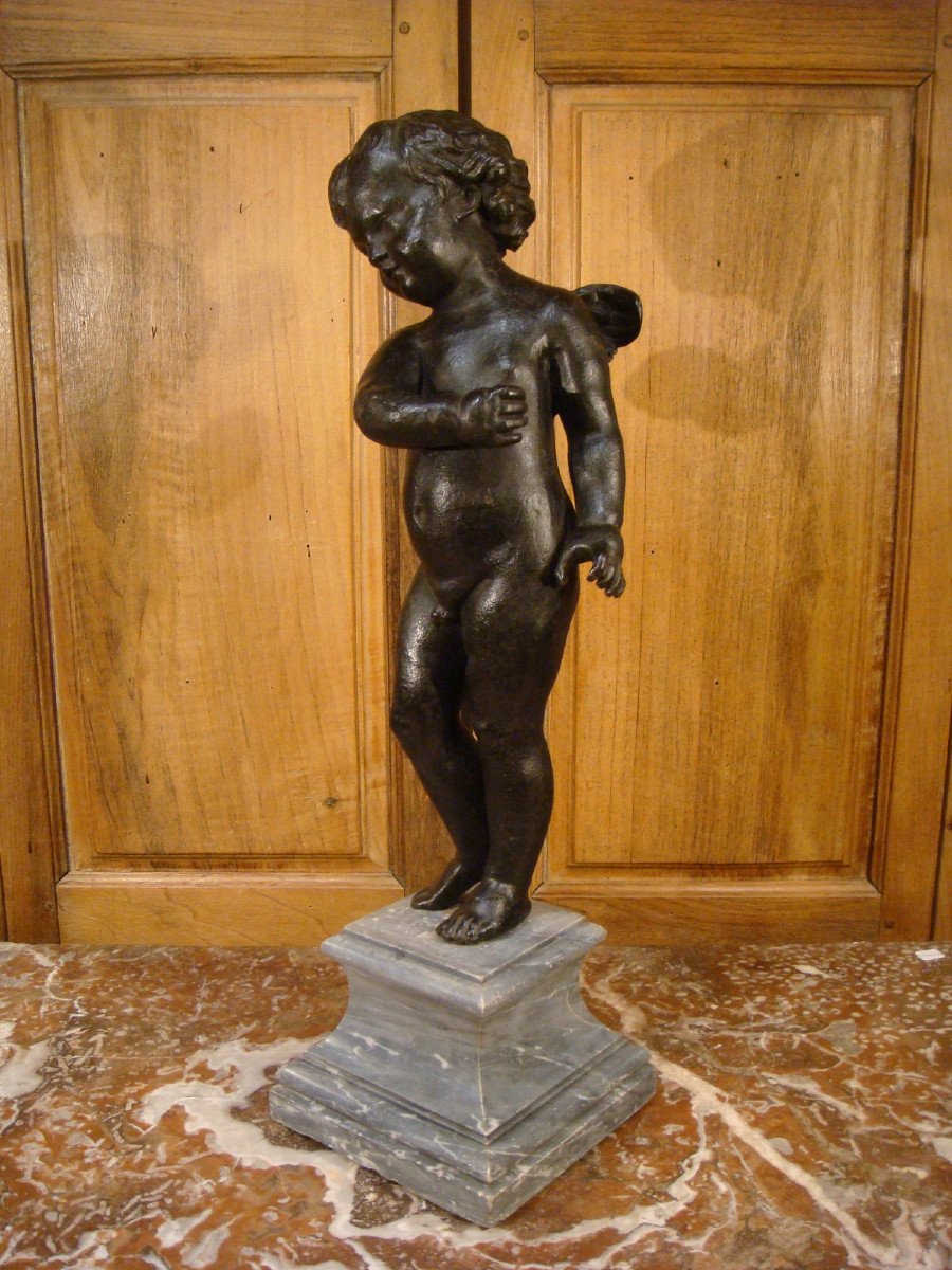 Sculpture Amour En Plomb De Fontaine - Epoque début XVIII ème -photo-3