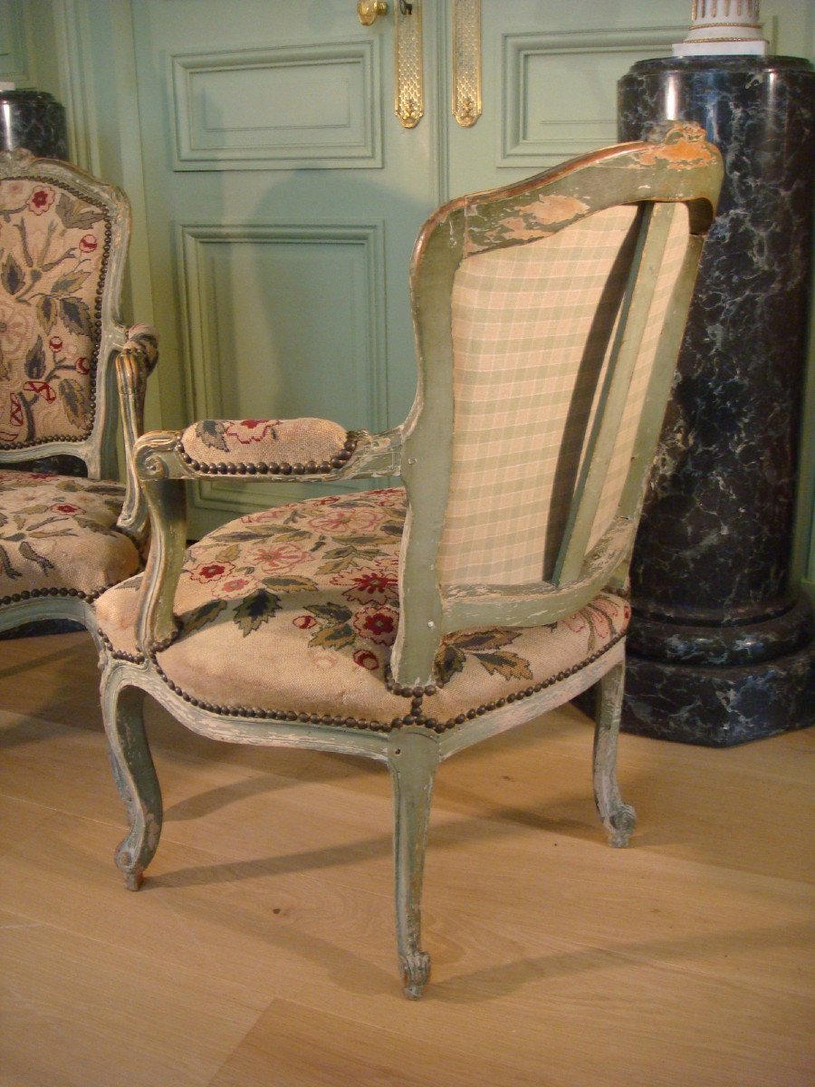 Pair Of Louis XV Lacquered Wood Seats-photo-1