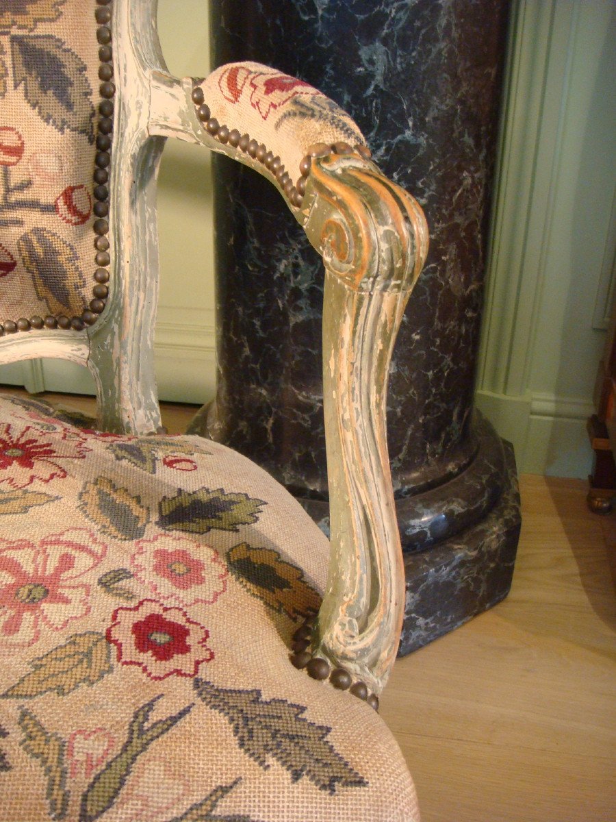 Pair Of Louis XV Lacquered Wood Seats-photo-4