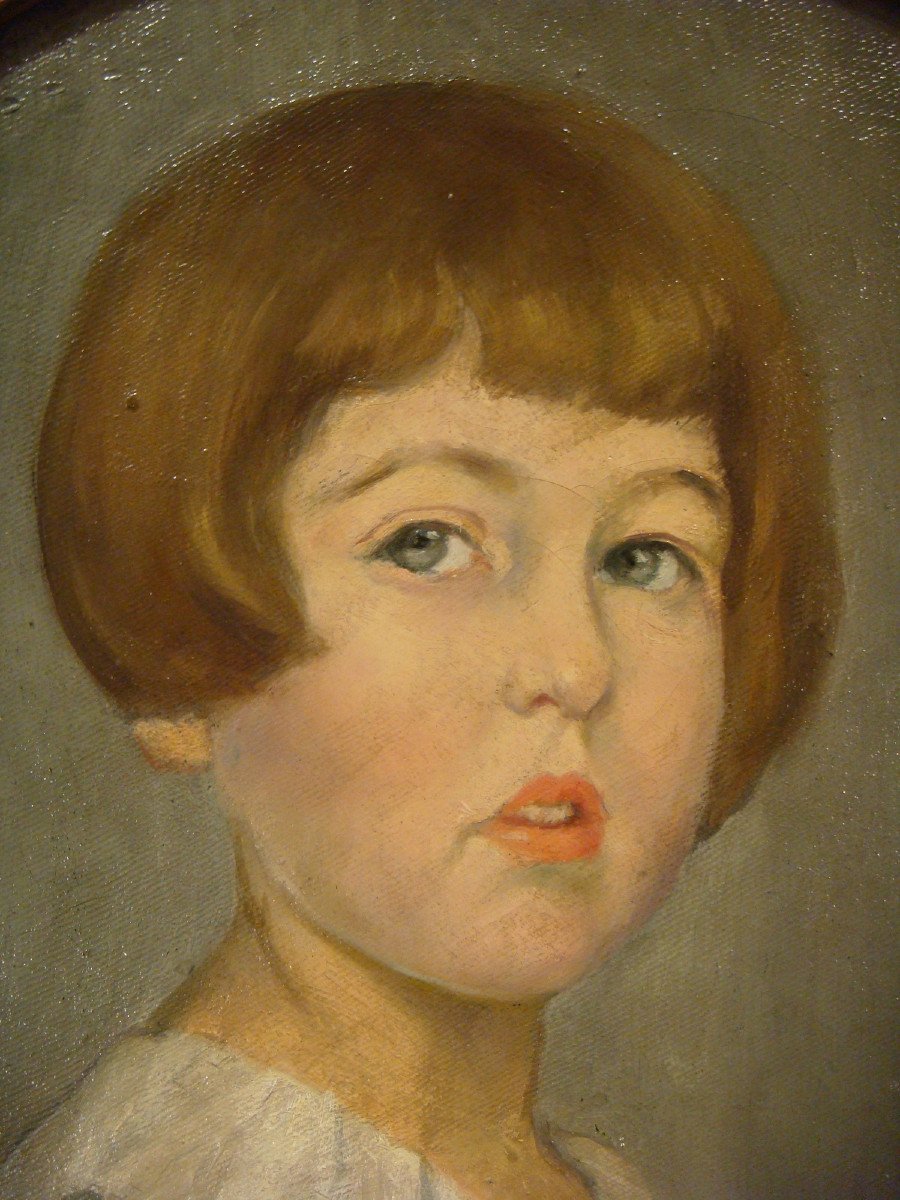 Portrait Tableau d'Une Jeune Fille à La Canne-photo-1