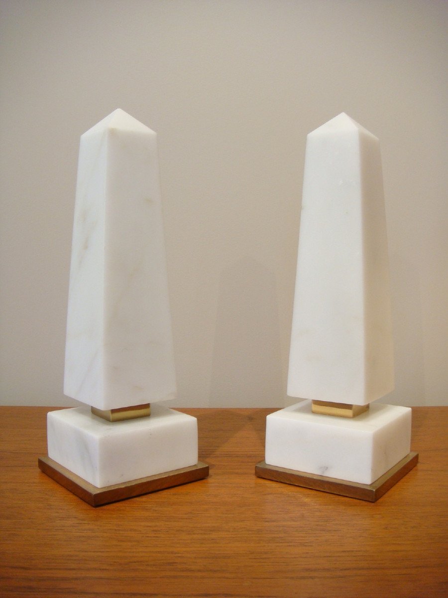 Pair Of White Marble Obelisks-photo-3