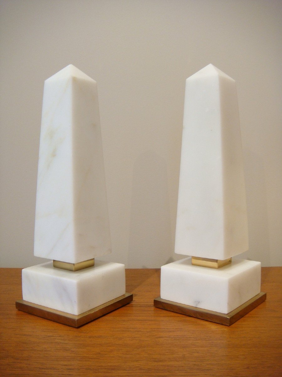 Pair Of White Marble Obelisks-photo-8