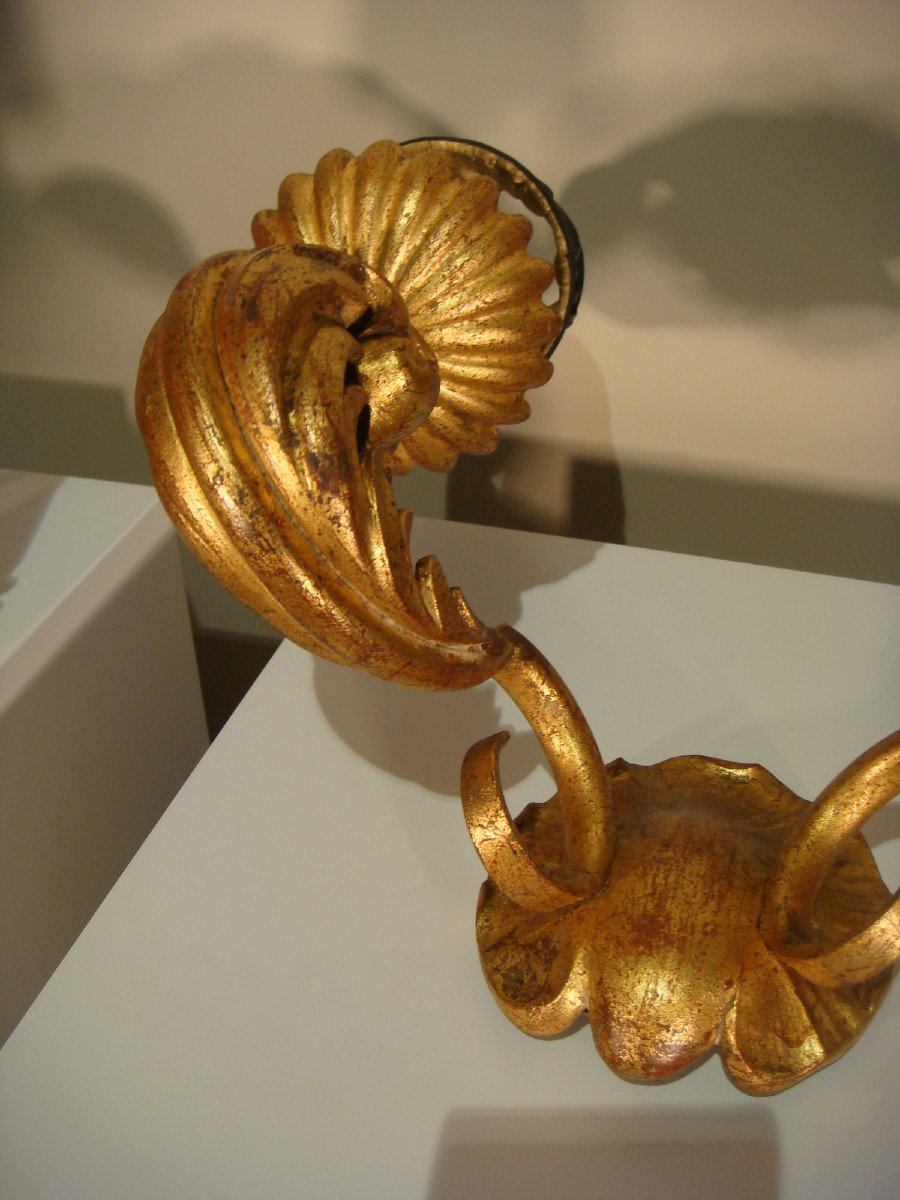 Marcel Asselbur Pair Of Wall Lights In Gilt Bronze - Period 1940-photo-5