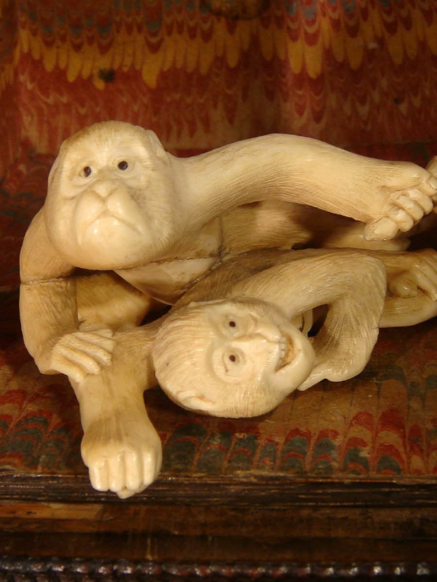 Okimono With Two Monkeys - Meiji Period-photo-3