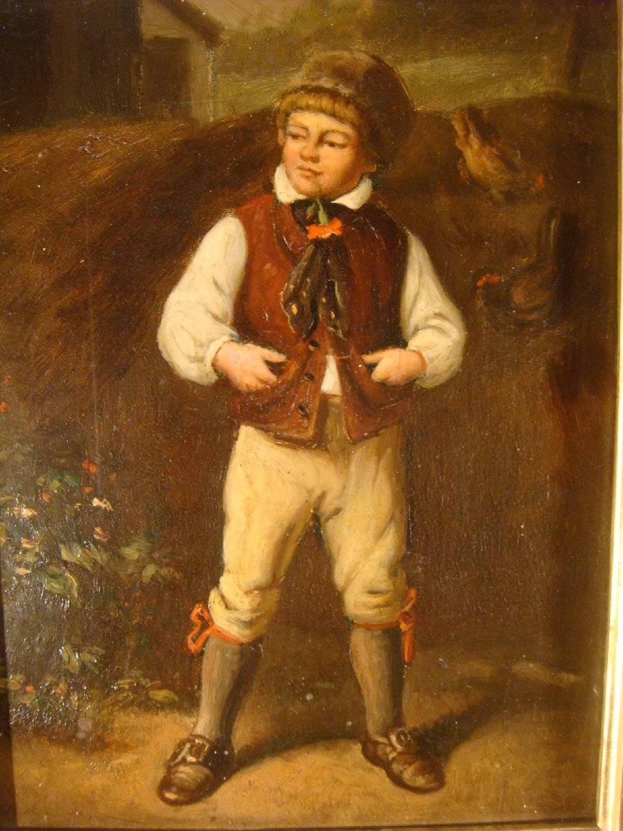 Tableau Portrait Jeune Garçon à l'Oeillet - Ecole Anglaise -photo-2