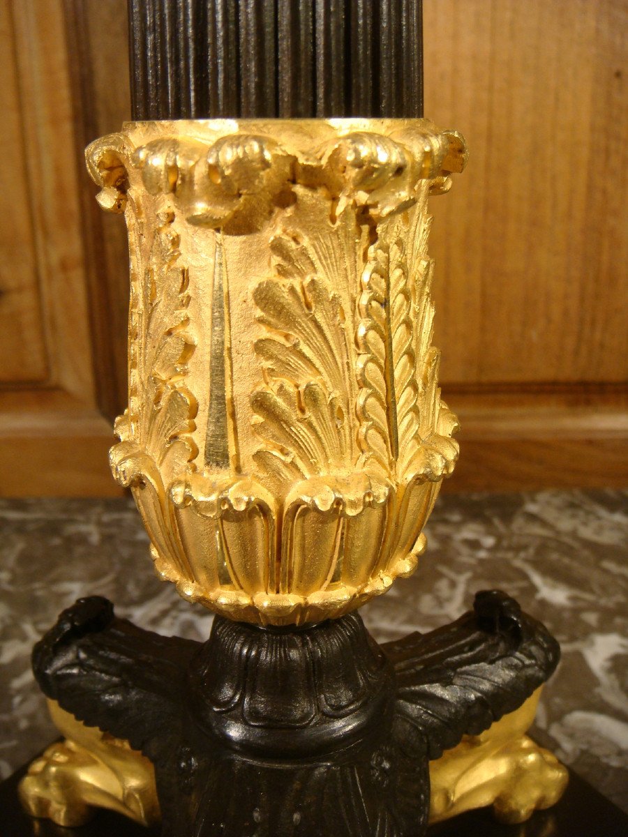 Large Candlestick Restoration Bronze Lamp-photo-4