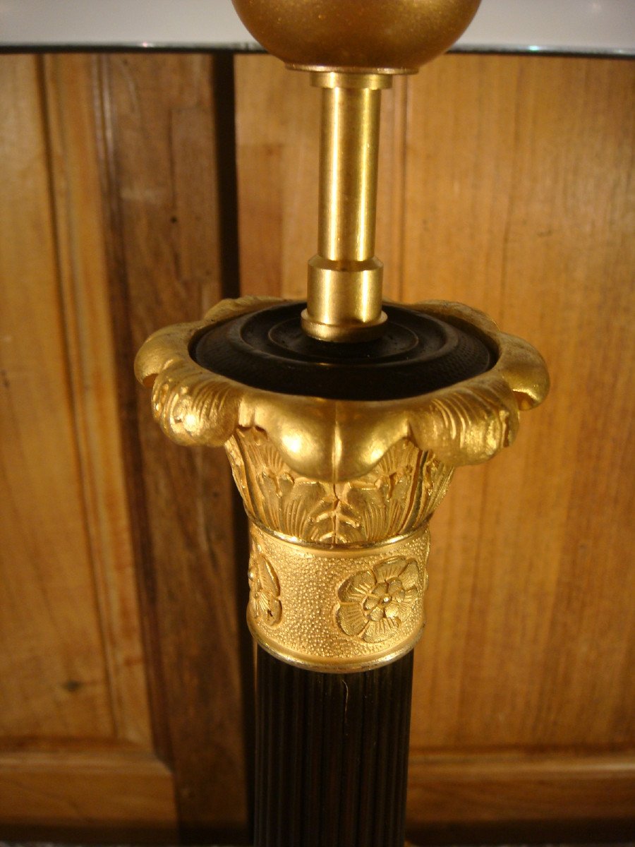Large Candlestick Restoration Bronze Lamp-photo-6