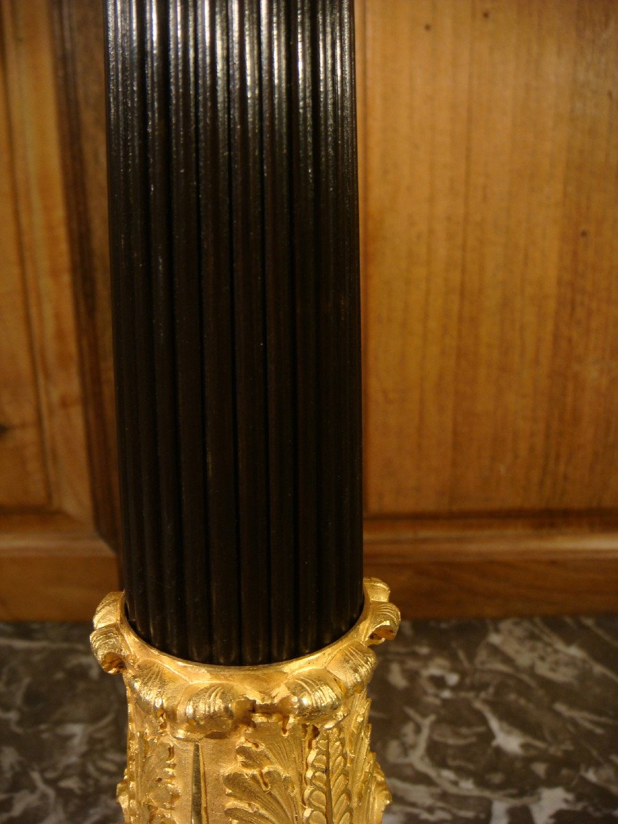 Large Candlestick Restoration Bronze Lamp-photo-7