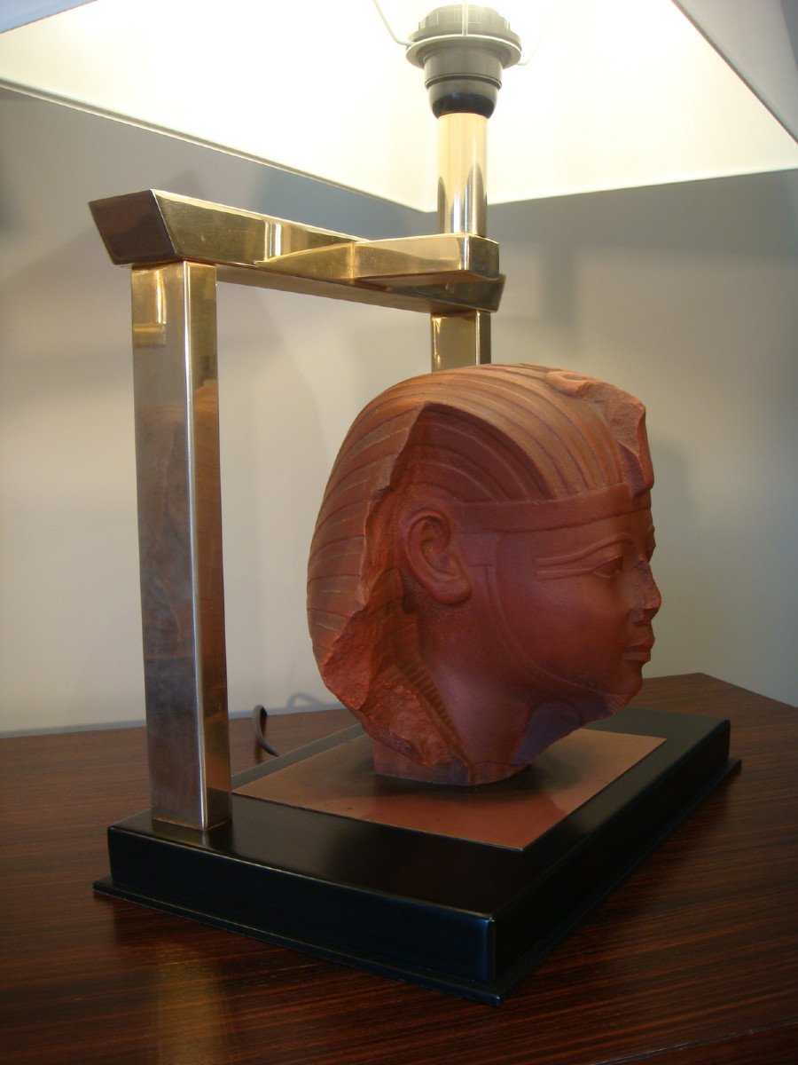 Pair Of Egyptian Head Lamps Amenophis Ii-photo-2
