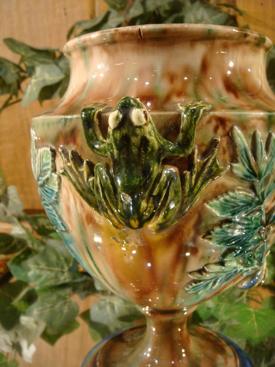 Vase Aux Grenouilles Majolique Palissy Thomas Sergent -photo-2