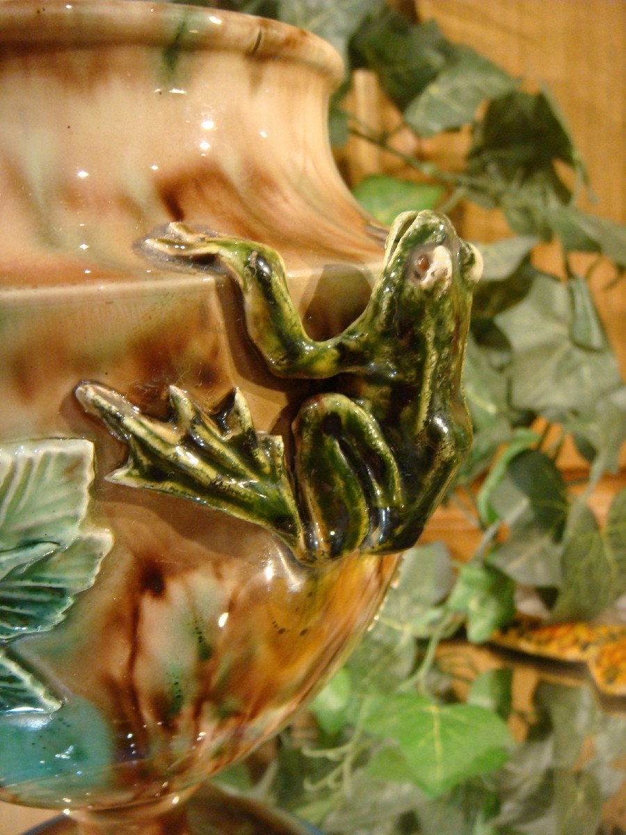 Vase With Frogs Majolica Palissy Thomas Sergent-photo-4
