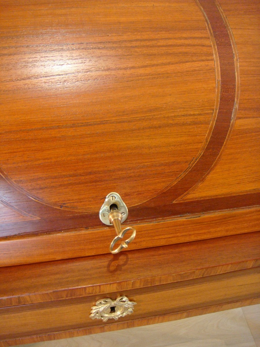 Bureau Cylindre En Marqueterie Estampillé - Epoque Louis XVI -photo-2
