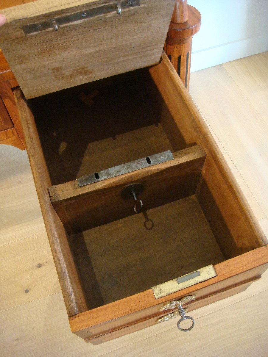 Cylinder Desk In Stamped Marquetry - Louis XVI Period-photo-6