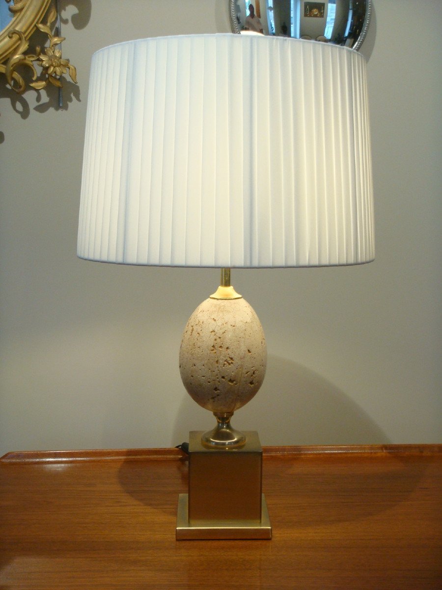Ostrich Egg Lamp Philippe Barbier Circa 1970-photo-8