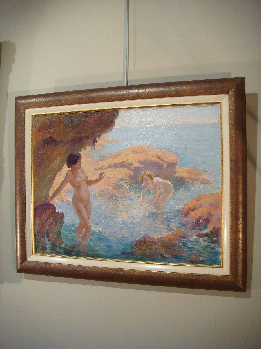 Painting Bathing On The Coast Of Javea-photo-2