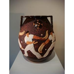 Ciboure Vase With Basque Pelota Players