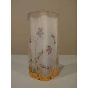 Small Daum Nancy Vase Decorated With Violets Art Nouveau Period